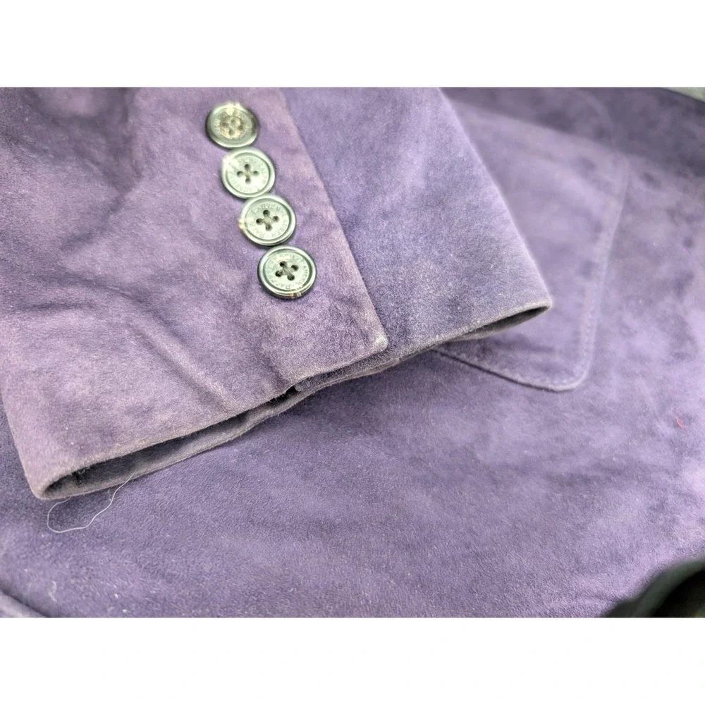 Lauren Ralph Lauren Womens LARGE Vintage Suede Leather Jacket 2‎ Button Purple